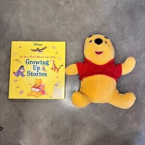 Disney Winnie the Pooh talking bear plush Vintage Growing up stories book set
